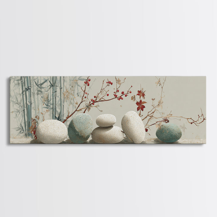Smooth Pebbles Arranged Canvas Print, Zen Art, Japanese Art, Living Room Decor, Fine Art, Zen, Contemporary Art, Gallery Decor, ZEN-3x1-75