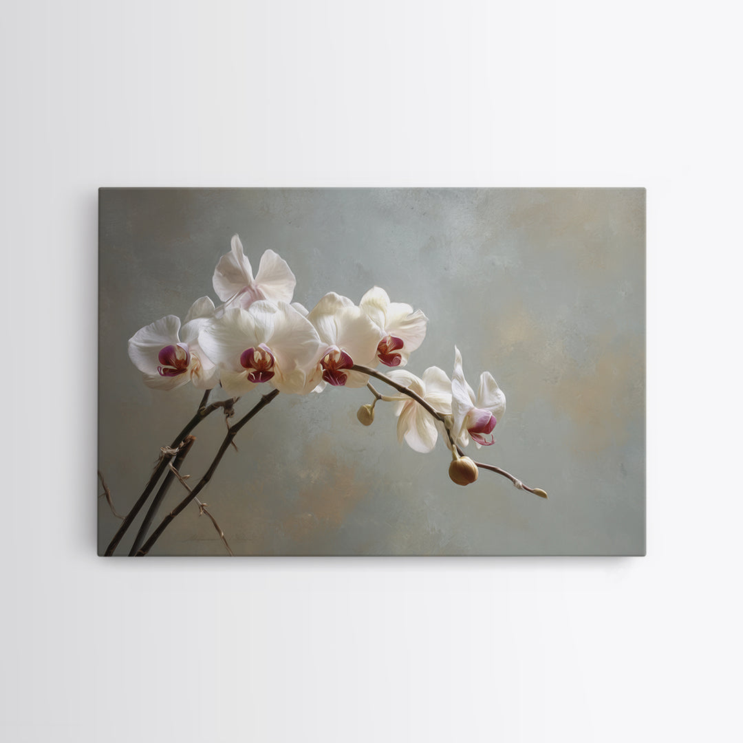 Single Orchid Stem Framed Canvas Print, Zen Art, Wall Art, Living Room Decor, Fine Art, Zen, Boho Wall Art, Garden Art, ZEN-3x2-27