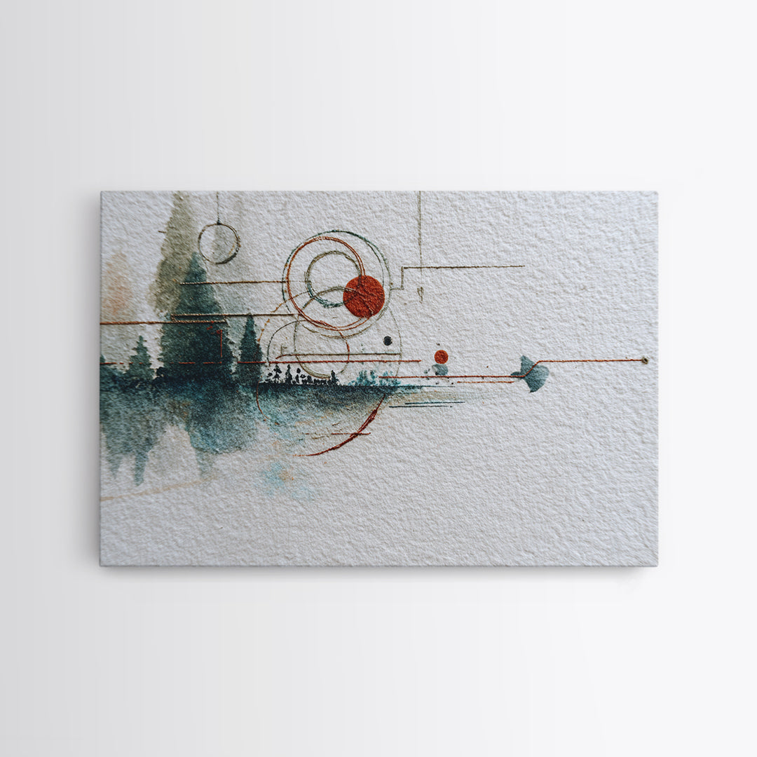 Abstract Balance of Circle Square and Line Framed Canvas Print, Zen Art, Abstract Painting, Living Room Decor, Fine Art, Zen, ZEN-3x2-47