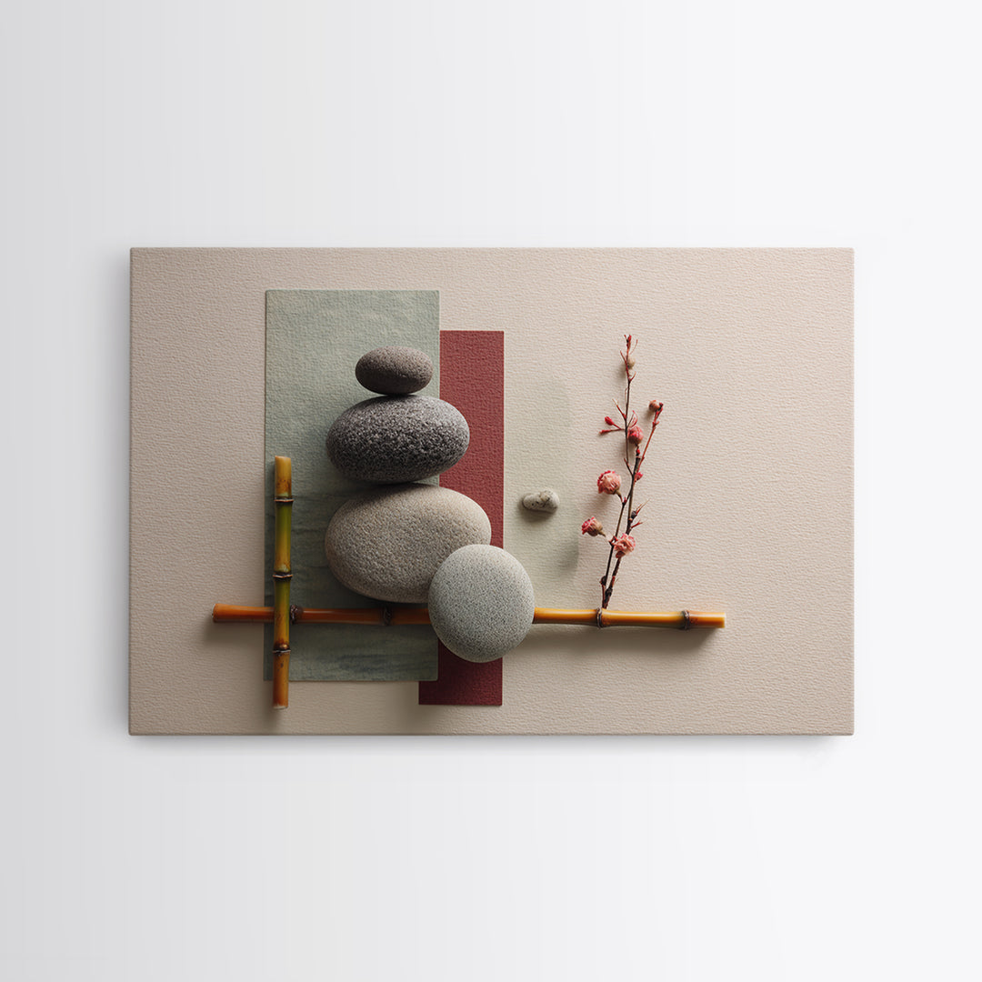Smooth Pebbles Arranged Framed Canvas Print, Zen Art, Fine Art Print, Living Room Decor, Fine Art, Zen, Printable Wall Art, ZEN-3x2-63