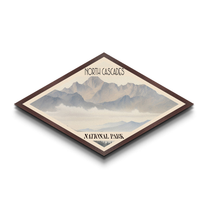 North Cascades National Park Diamond Shaped Travel Poster Canvas Art Print, Canvas Wall Art, Travel Gift, Washington Landscape