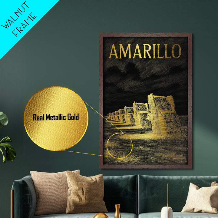 Amarillo Texas travel, Metallic Gold Art, Travel Art Prints, Metal Art, Wood Framed Art, Graduation Travel Gift, Traveler Gift