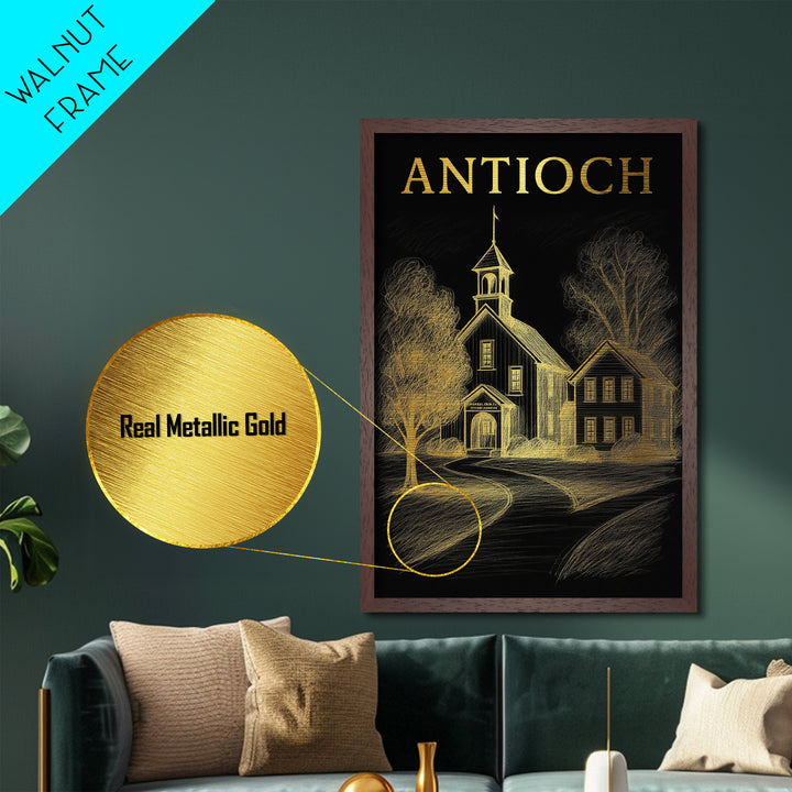 Antioch California travel, Metallic Gold Art, Minimalist Wall Art, Metal Art, Wood Framed Art, Traveler Gift, Destination Gift