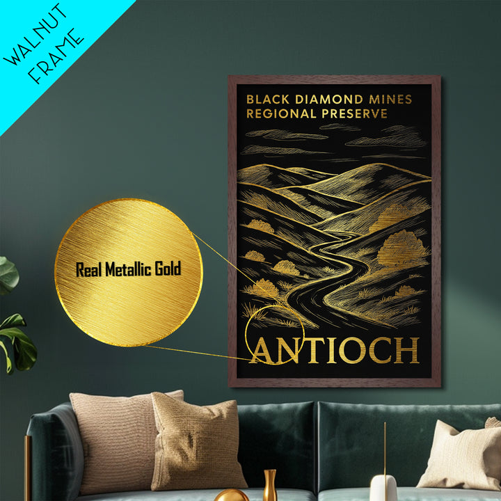 Antioch California art, Metallic Gold Print, Modern House Art, Metal Art, Wood Framed Art, Graduation Travel Gift, Travel Gift