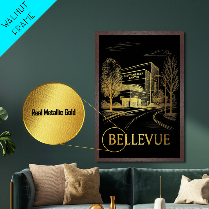 Bellevue Washington art, Metallic Gold Art, Travel Art Prints, Metal Art, Wood Framed Art, Wanderlust Gift, Adventure Lover Gift