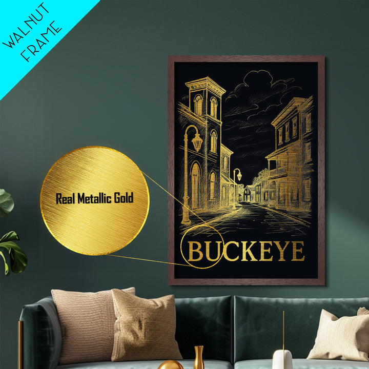 Buckeye Arizona art, Metallic Gold Art, Best Friend Gifts, Metal Art, Wood Framed Art, Birthday Travel Gift, Destination Gift