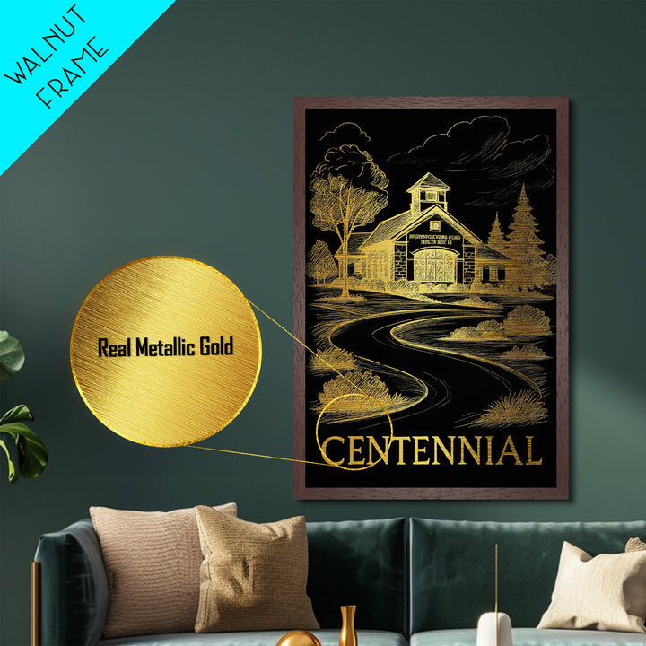 Centennial Colorado art, Metallic Gold Art, Best Friend Gifts, Metal Art, Wood Framed Art, Birthday Travel Gift, Destination Gift