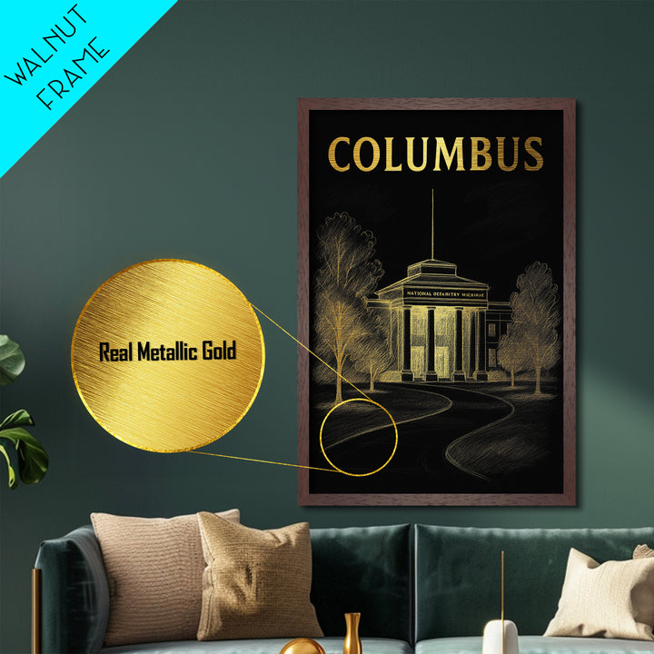 Columbus Georgia art, Metallic Gold Art, Best Friend Gifts, Metal Art, Wood Framed Art, Birthday Travel Gift, Destination Gift