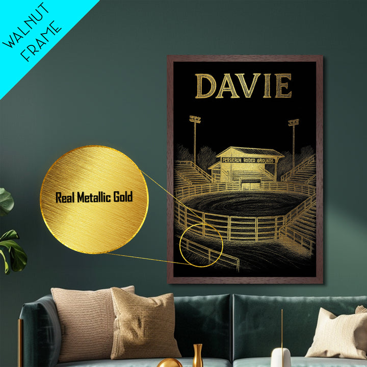 Davie Florida travel, Metallic Gold Print, Modern House Art, Metal Art, Wood Framed Art, Traveler Gift, Destination Gift