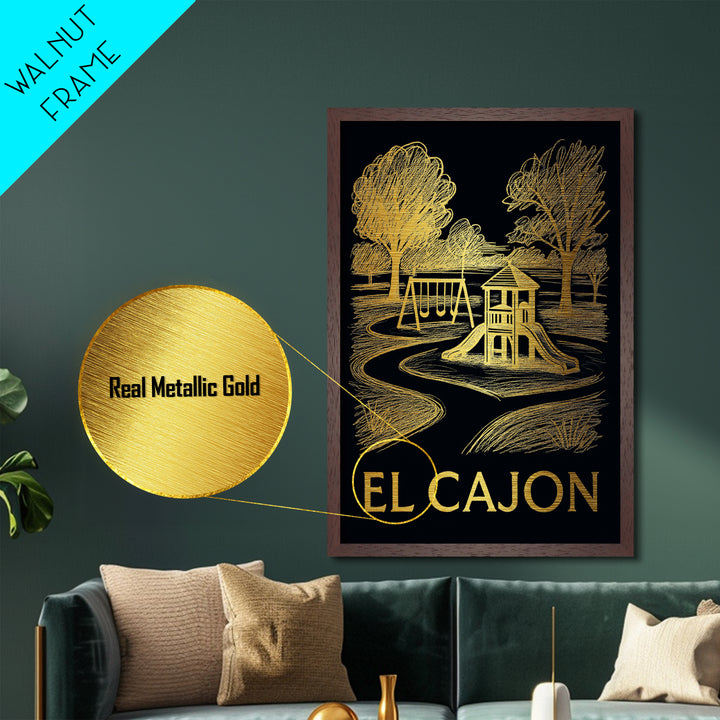 El Cajon California art, Metallic Gold Art, Travel Art Prints, Metal Art, Wood Framed Art, Adventure Lover Gift, Traveler Gift