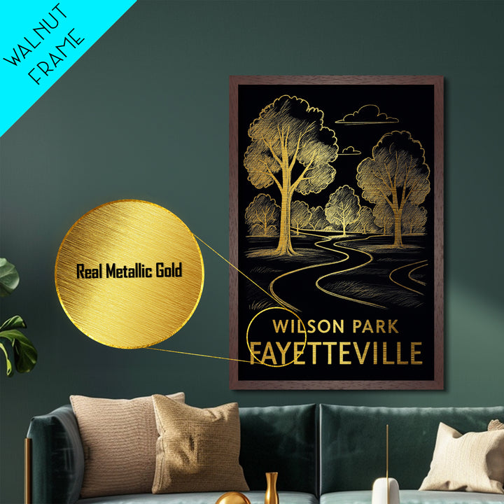 Fayetteville North Carolina art, Metallic Gold Art, Housewarming Gift, Metal Art, Wood Framed Art, Newlywed Travel Gift