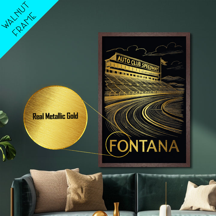 Fontana California art, Metallic Gold Art, Travel Art Prints, Metal Art, Wood Framed Art, Adventure Lover Gift, Traveler Gift