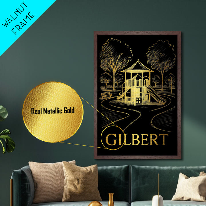 Gilbert Arizona art, Metallic Gold Art, Best Friend Gifts, Metal Art, Wood Framed Art, Birthday Travel Gift