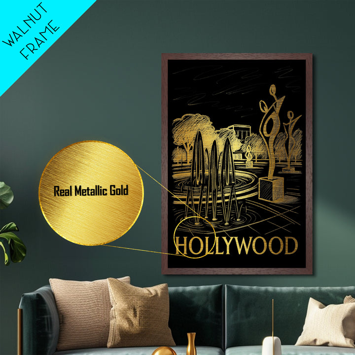 Hollywood Florida art, Metallic Gold Art, Best Friend Gifts, Metal Art, Wood Framed Art, Birthday Travel Gift, Destination Gift