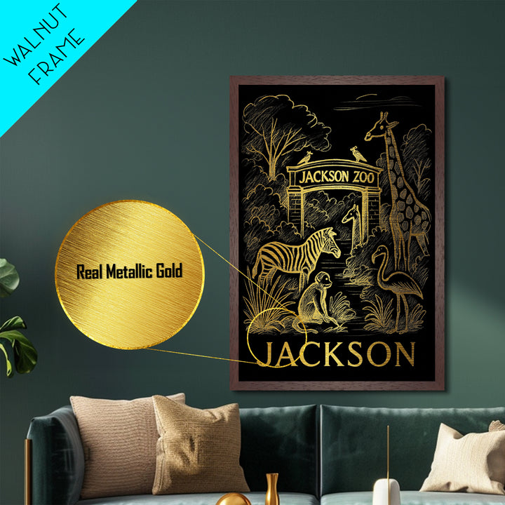 Jackson Mississippi art, Metallic Gold Art, Office Decor, Metal Art, Wood Framed Art, Graduation Travel Gift, Destination Gift