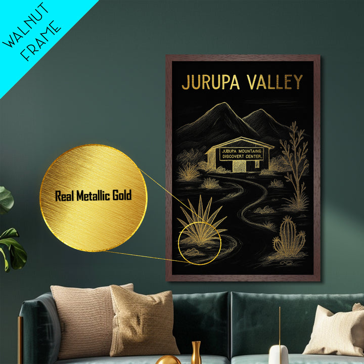 Jurupa Valley California travel, Metallic Gold Print, Modern Skyline Wall Print, Metal Art, Wood Framed Art, Adventure Lover Gift