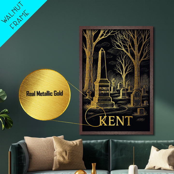 Kent Washington art, Metallic Gold Art, Modern House Art, Metal Art, Wood Framed Art, Graduation Travel Gift, Travel Gift