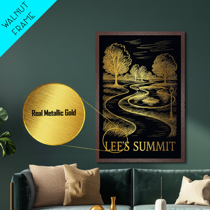 Lee’s Summit Missouri art, Metallic Gold Art, Travel Art Prints, Metal Art, Wood Framed Art, Adventure Lover Gift, Traveler Gift