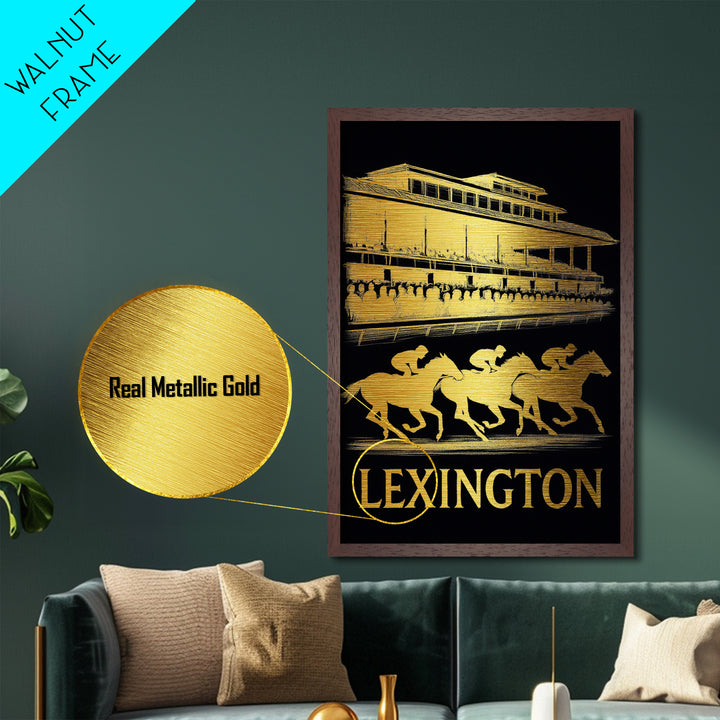Lexington Kentucky art, Metallic Gold Art, Best Friend Gifts, Metal Art, Wood Framed Art, Birthday Travel Gift, Destination Gift