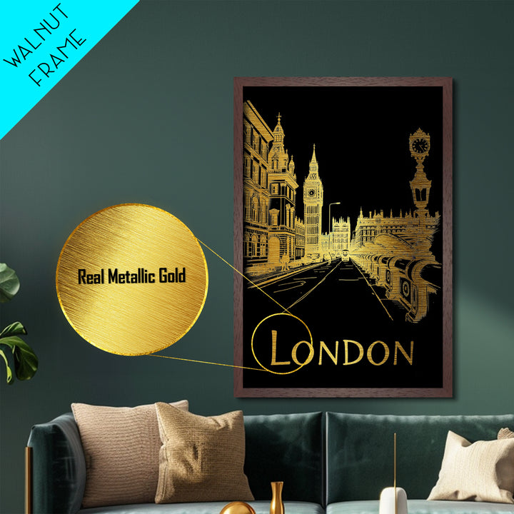 London art, Metallic Gold Art, Travel Art Prints, Metal Art, Wood Framed Art, Best Friend Gifts, Adventure Lover Gift