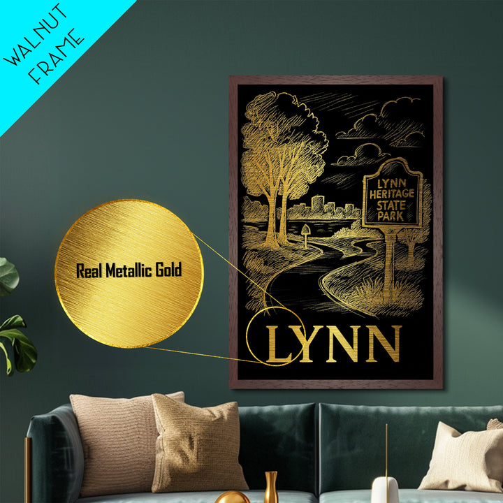Macon Georgia travel, Metallic Gold Print, Housewarming Gift, Metal Art, Wood Framed Art, Newlywed Travel Gift