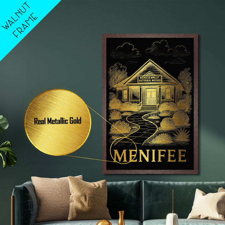 Menifee California art, Metallic Gold Art, Travel Art Prints, Metal Art, Wood Framed Art, Adventure Lover Gift