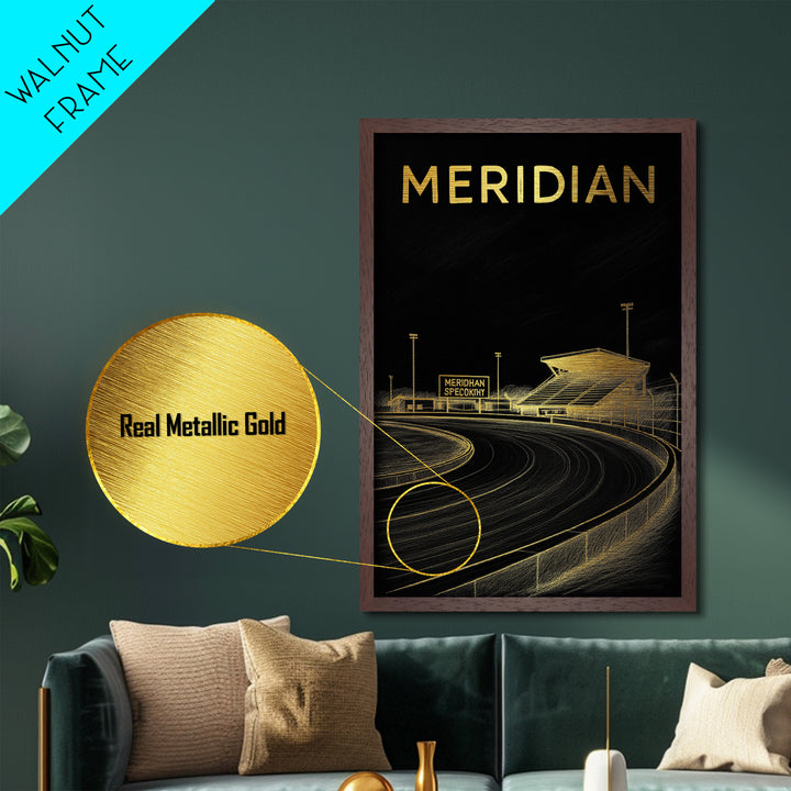 Meridian Idaho travel, Metallic Gold Print, Modern House Art, Metal Art, Wood Framed Art, Traveler Gift