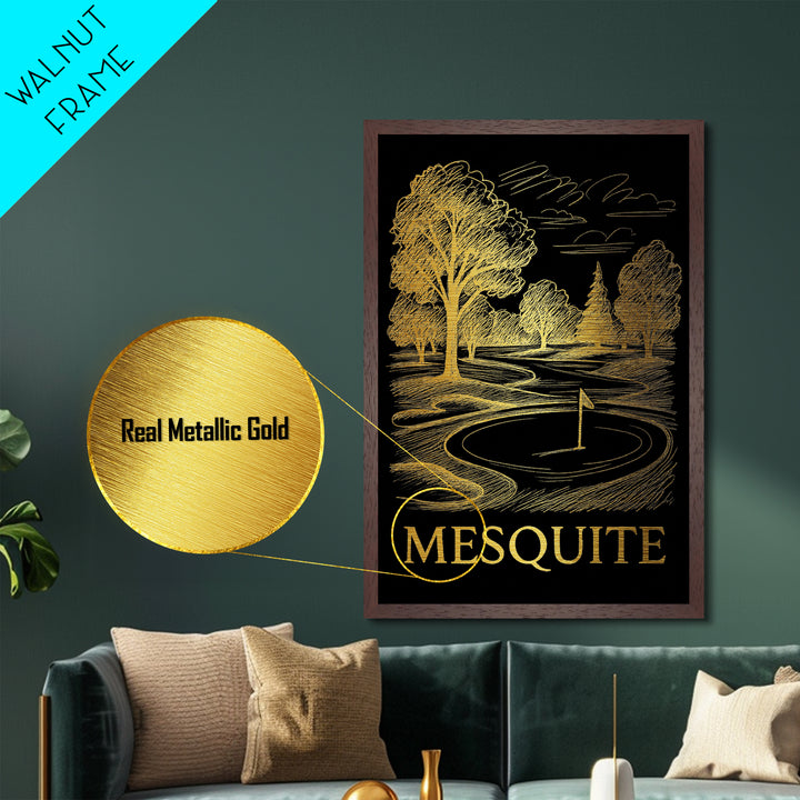 Mesquite Texas art, Metallic Gold Art, Housewarming Gift, Metal Art, Wood Framed Art, Newlywed Travel Gift