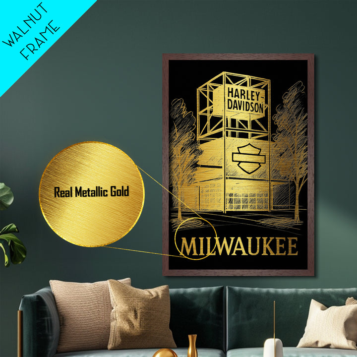 Milwaukee Wisconsin art, Metallic Gold Art, Best Friend Gifts, Metal Art, Wood Framed Art, Birthday Travel Gift