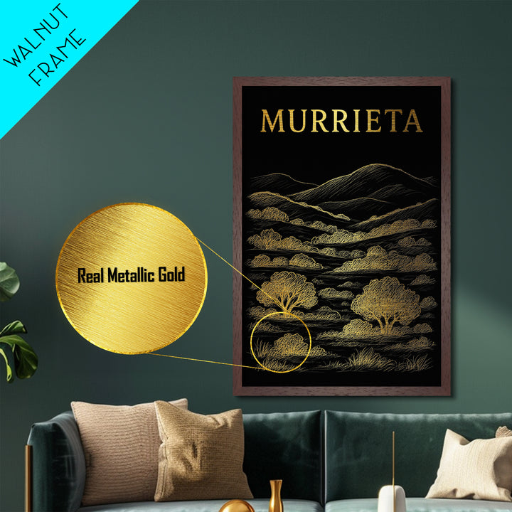 Murrieta California travel, Metallic Gold Print, Modern House Art, Metal Art, Wood Framed Art, Wanderlust Gift, Travel Art Prints