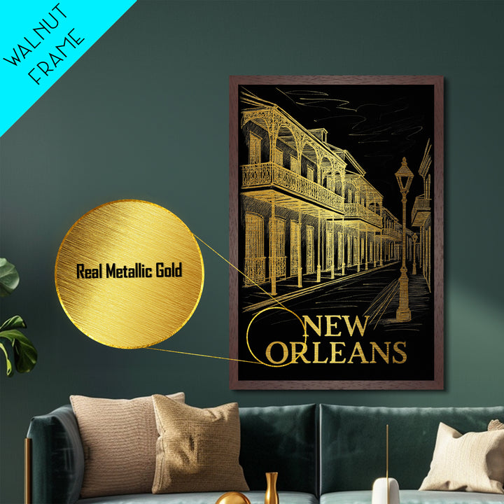Newport News Virginia travel, Metallic Gold Print, Modern House Art, Metal Art, Wood Framed Art, Wanderlust Gift, Travel Art Prints