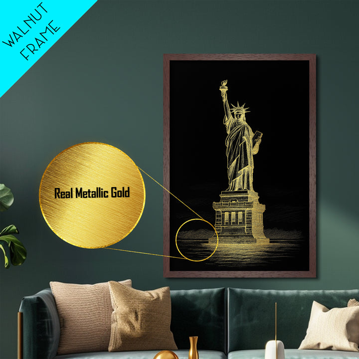 New York New York art, Metallic Gold Art, Best Friend Gifts, Metal Art, Wood Framed Art, Birthday Travel Gift, Destination Gift
