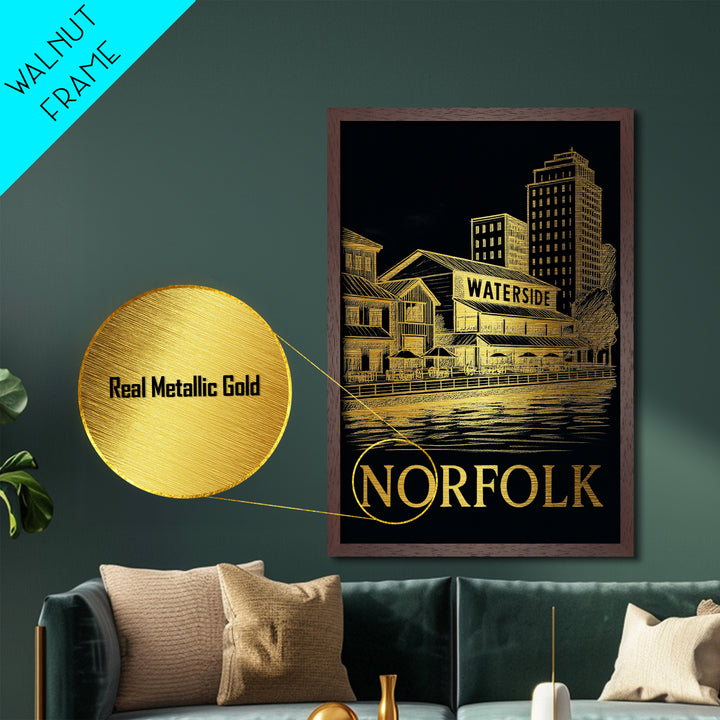 North Charleston South Carolina art, Metallic Gold Art, Best Friend Gifts, Metal Art, Wood Framed Art, Birthday Travel Gift