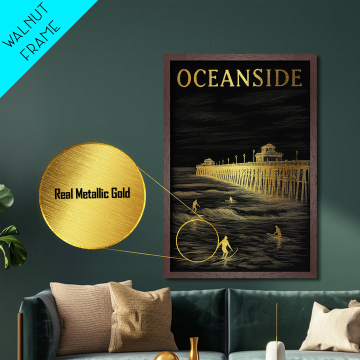 Oklahoma City Oklahoma travel, Metallic Gold Print, Closing Gift, Metal Art, Wood Framed Art, Anniversary Gift, Retirement Travel Gift