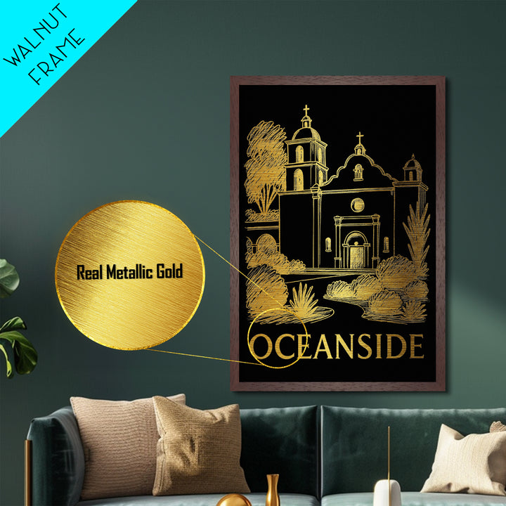Oklahoma City Oklahoma art, Metallic Gold Art, Office Decor, Metal Art, Wood Framed Art, Graduation Travel Gift, Destination Gift