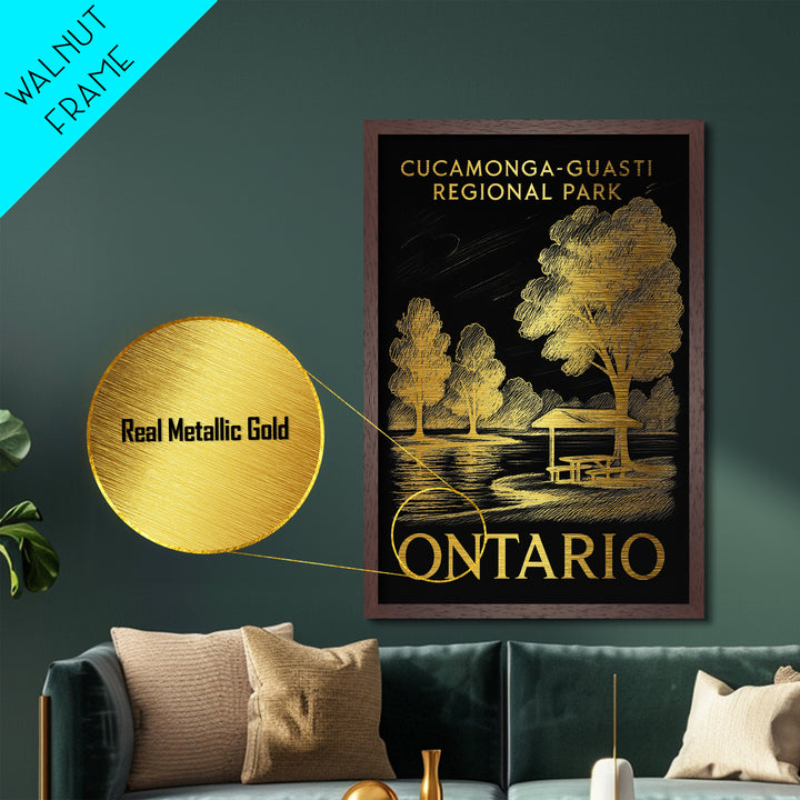 Ontario California art, Metallic Gold Art, Best Friend Gifts, Metal Art, Wood Framed Art, Birthday Travel Gift, Destination Gift