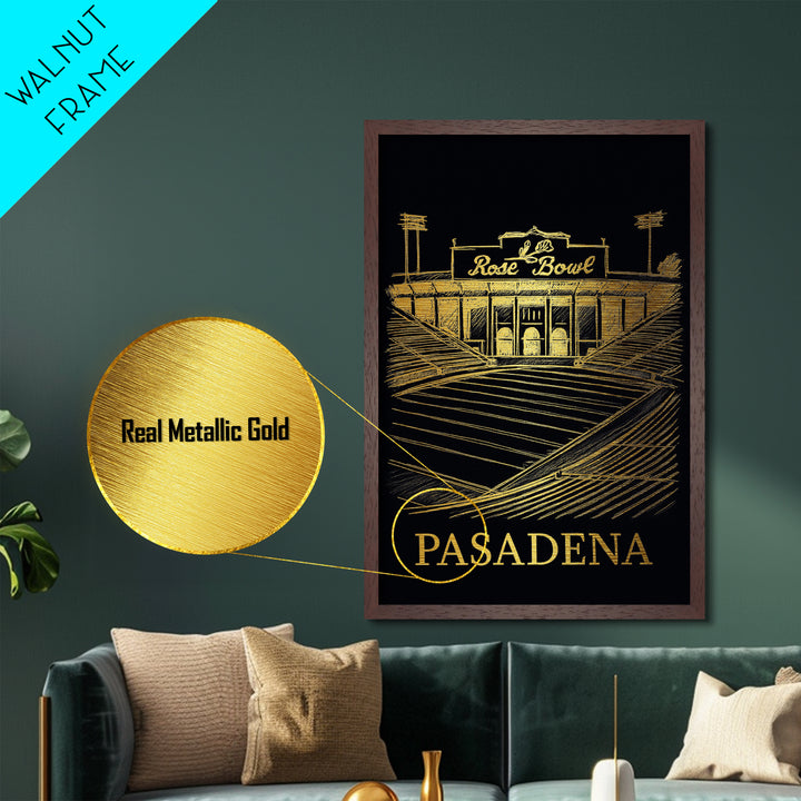 Pasadena Texas art, Metallic Gold Art, Travel Art Prints, Metal Art, Wood Framed Art, Adventure Lover Gift, Traveler Gift
