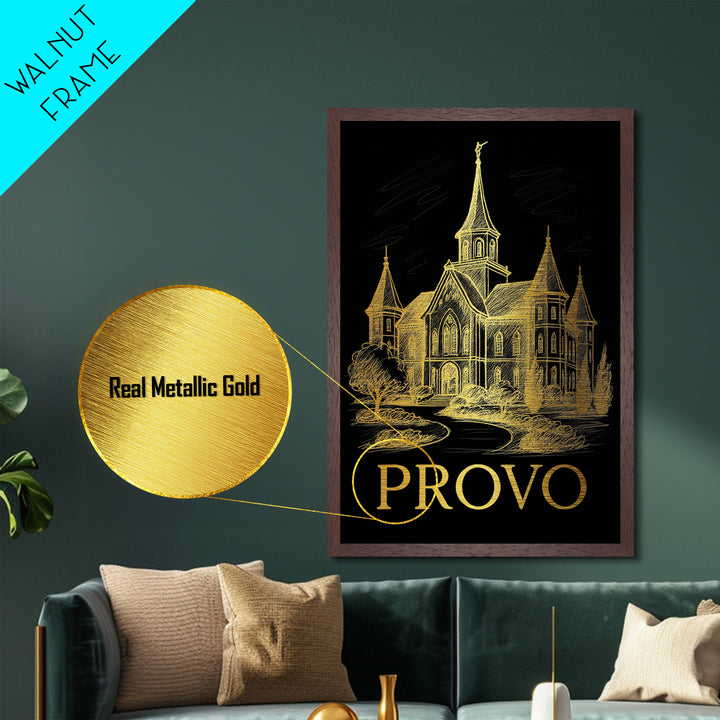 Provo Utah art, Metallic Gold Art, Travel Art Prints, Metal Art, Wood Framed Art, Adventure Lover Gift, Traveler Gift