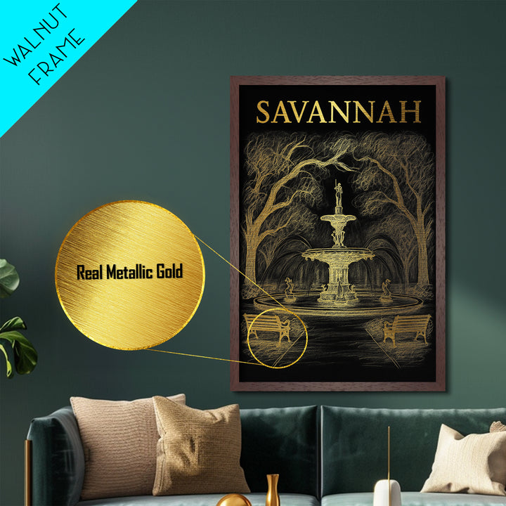 Savannah Georgia travel, Metallic Gold Art, Modern House Art, Metal Art, Wood Framed Art, Graduation Travel Gift, Travel Gift
