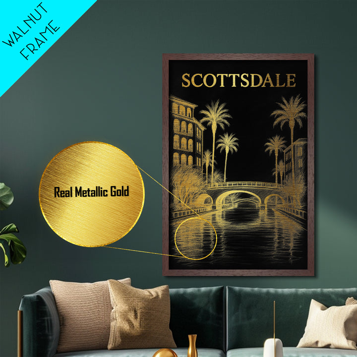 Scottsdale Arizona travel, Metallic Gold Art, Best Friend Gifts, Metal Art, Wood Framed Art, Birthday Travel Gift, Destination Gift