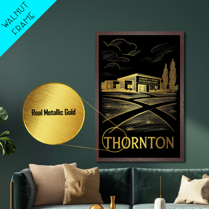 Thornton Colorado art, Metallic Gold Art, Modern House Art, Metal Art, Wood Framed Art, Graduation Travel Gift, Travel Gift