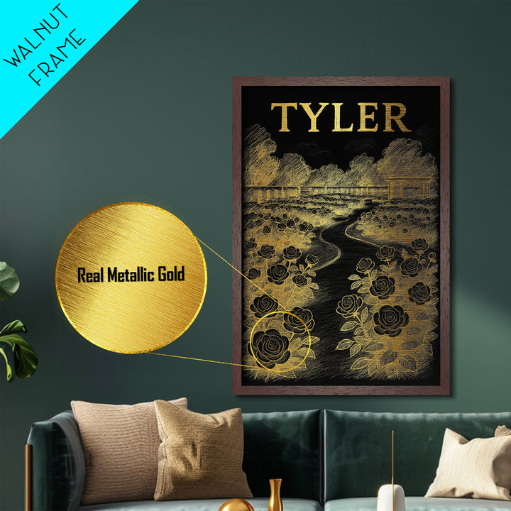 Tyler Texas travel, Metallic Gold Print, Closing Gift, Metal Art, Wood Framed Art, Anniversary Travel Gift, Retirement Gift