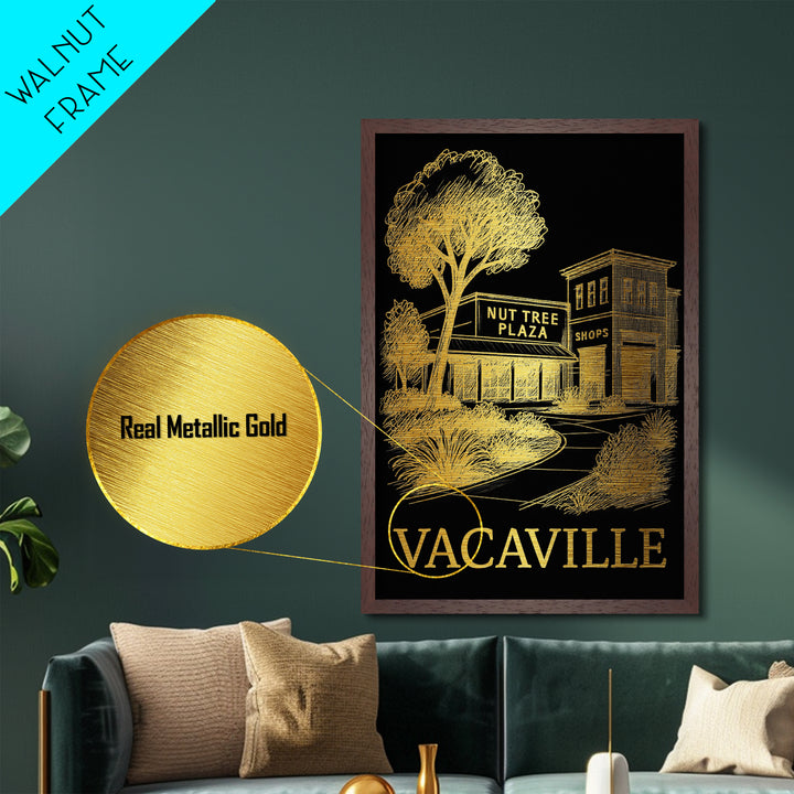 Vacaville California art, Metallic Gold Art, Wood Framed Art, Metal Art, Travel Art Prints, Metallic Gold Art, Bedroom Wall Art