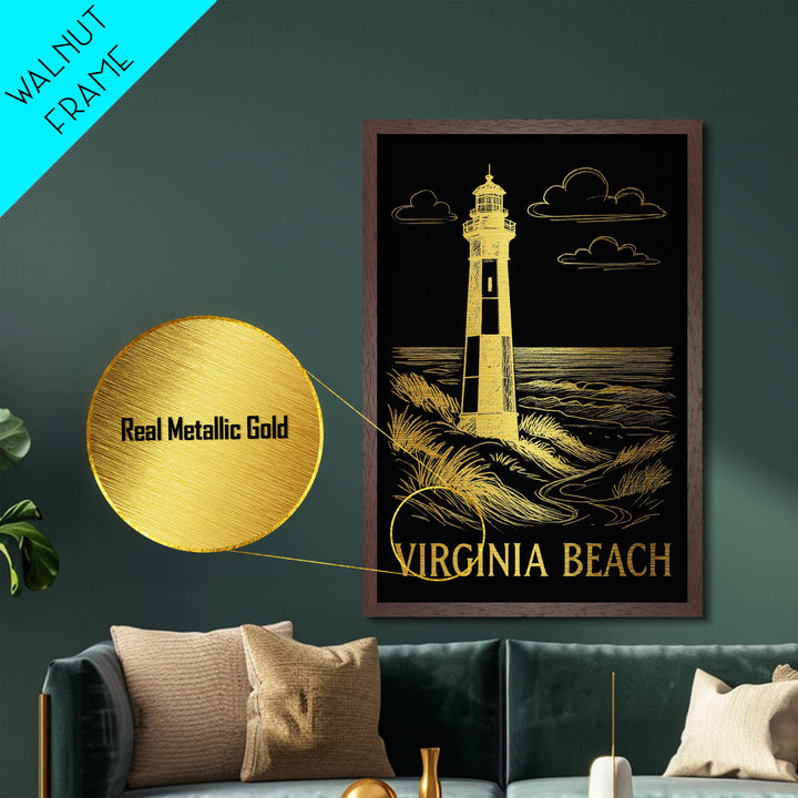Virginia Beach Virginia art, Metallic Gold Art, Wood Framed Art, Metal Art, Travel Art Prints, Metallic Gold Art, Modern Art