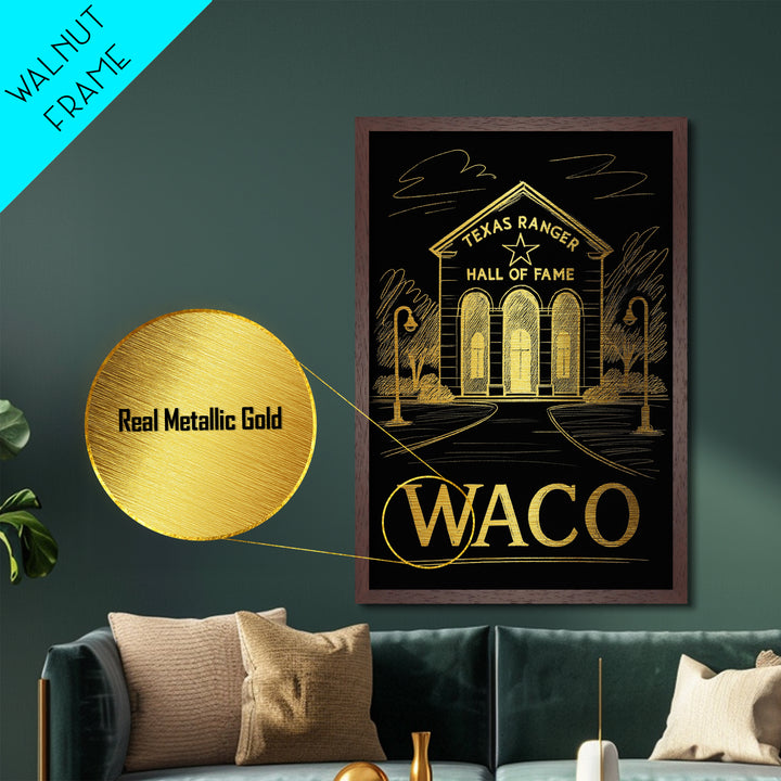 Waco Texas art, Metallic Gold Art, Wood Framed Art, Metal Art, Best Friend Gifts, Metallic Gold Art, Traveler Gift, Home Décor