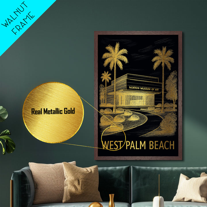 West Palm Beach Florida art, Metallic Gold Art, Wood Framed Art, Metal Art, Modern Wall Art, Metallic Gold Art, Modern Art