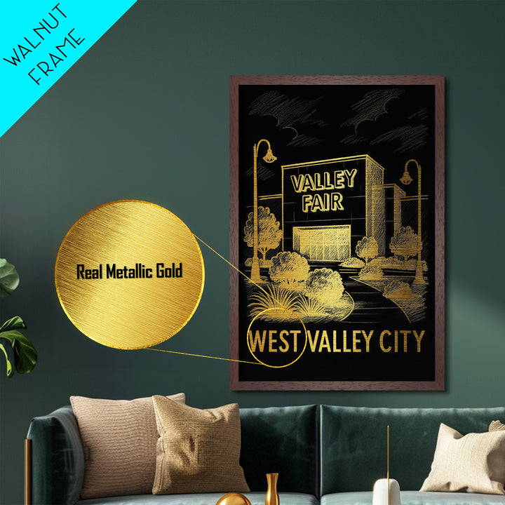 West Valley City Utah travel, Metallic Gold Print, Wood Framed Art, Metal Art, Modern Wall Art, Metallic Gold Print, Modern Art