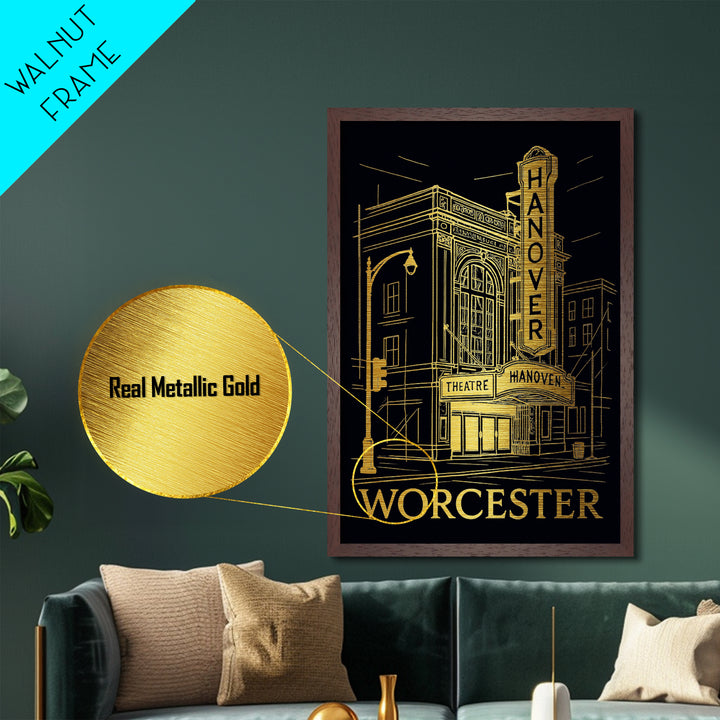 Worcester Massachusetts art, Metallic Gold Art, Wood Framed Art, Metal Art, Modern House Art, Metallic Gold Art