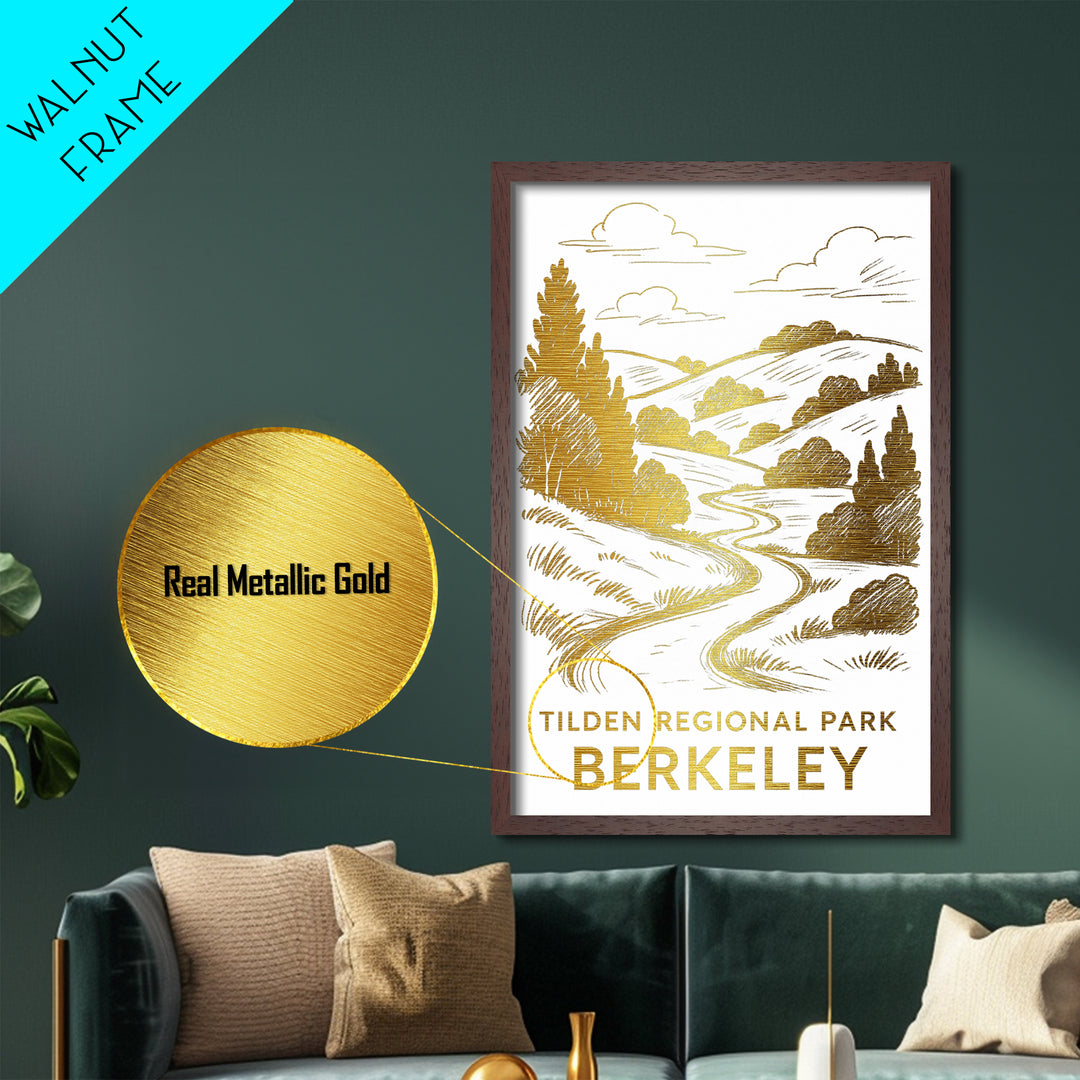 Berkeley California art, Metallic Gold Art, Best Friend Gifts, Metal Art, Wood Framed Art, Birthday Travel Gift, Destination Gift