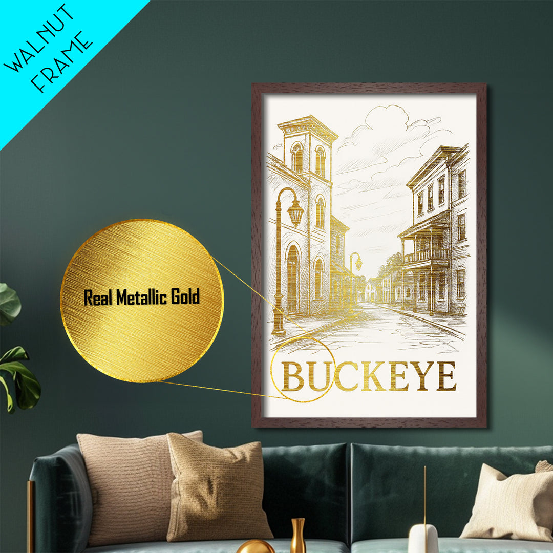 Buckeye Arizona art, Metallic Gold Art, Best Friend Gifts, Metal Art, Wood Framed Art, Birthday Travel Gift, Destination Gift